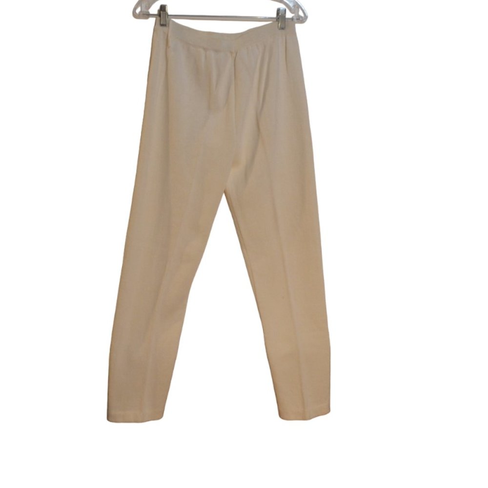 BONNIE BOERER & COMPANY (R) Ramie-Cotton White Wool Knit Pants Women Stretchy S